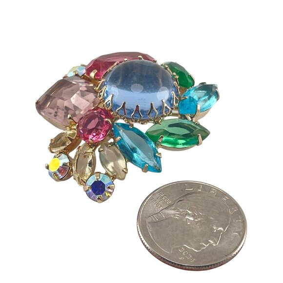 Julianna Fruit Salad Rhinestone Brooch With Gold Tone Setting - Picture 7 of 7